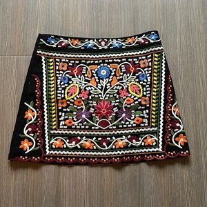 Lulus Don't Stop the Party Black Embroidered Mini Skirt - Size M